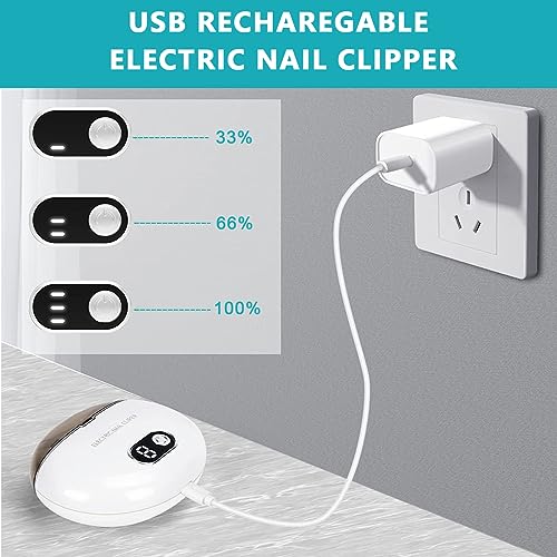 MAYCREATE® Electric Nail Clipper with Uv Light USB Rechargeable 3 Speeds Anti-Splash Trimmer Dust Bin for Baby 1 Count 2PCS MAYCREATE® Electric Nail Clipper with Uv Light USB Rechargeable 3 Speeds Anti-Splash Trimmer Dust Bin for Baby 1 Count 2PCS